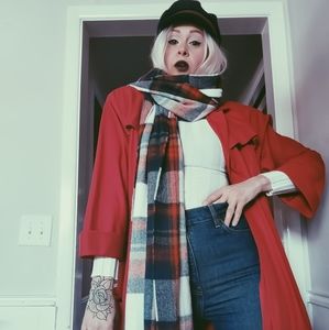 Vintage Red Duster Button Trench Coat